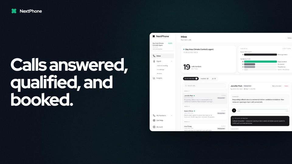 Every call answered, qualified, and booked.