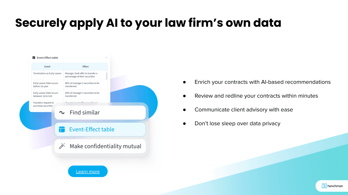Securely apply AI to your law firm's own data