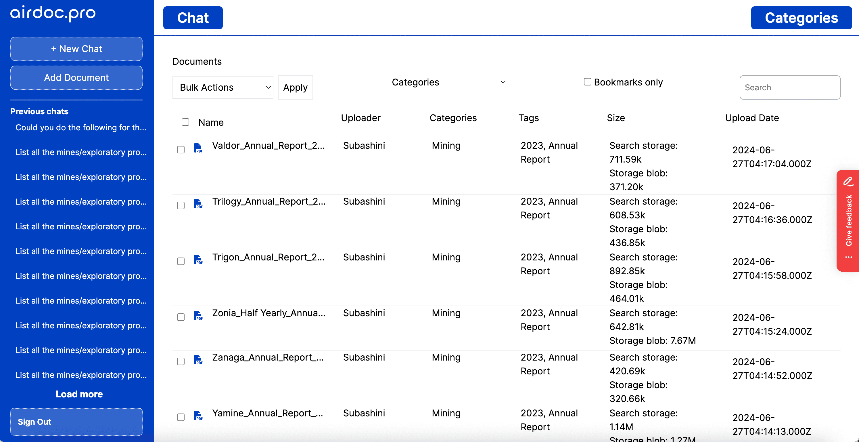 Upload and organise 100s of documents 