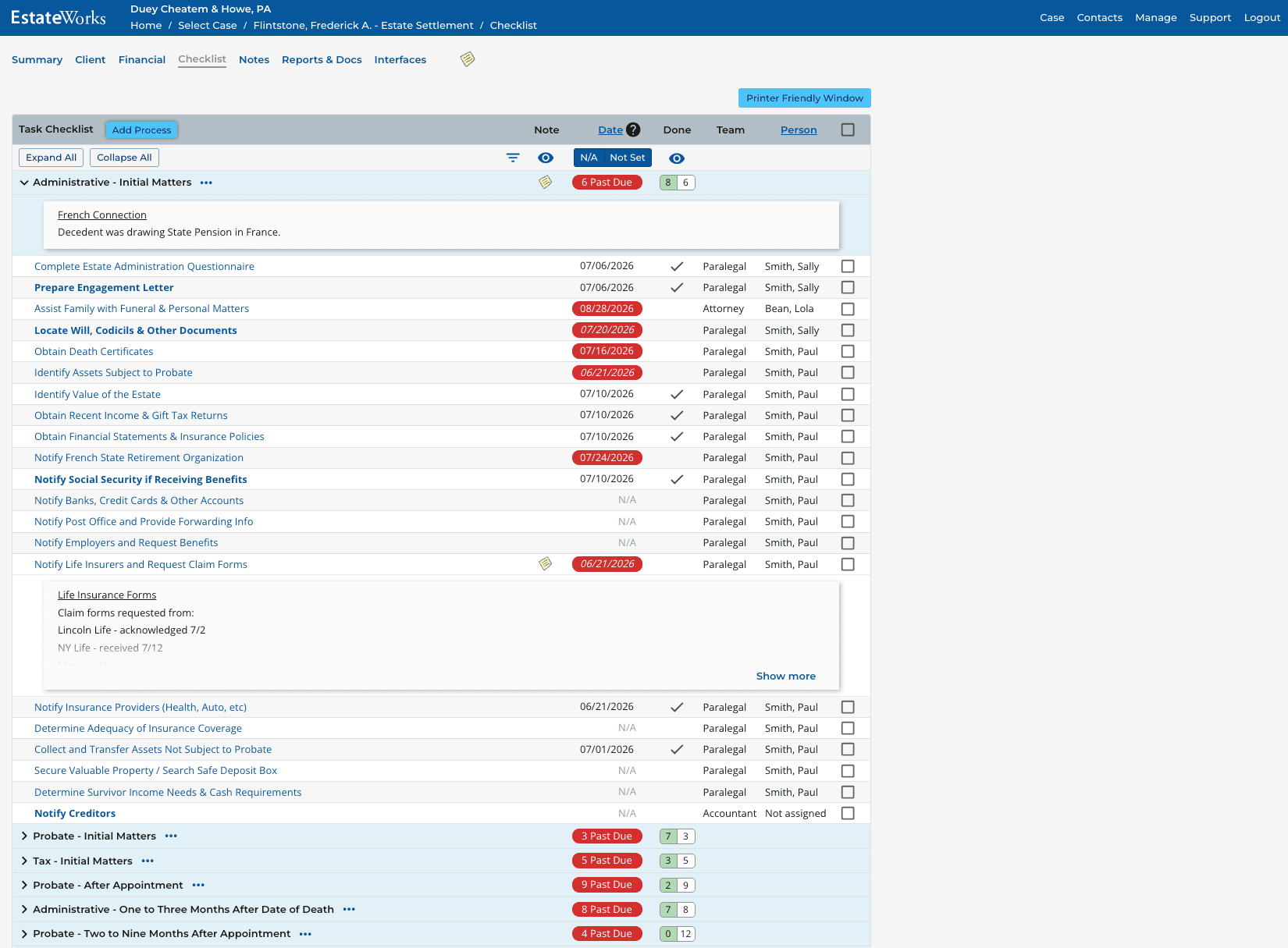 Configurable Checklists: Coordinate workflows, responsibilities and matter-specific deadlines based on standard checklist templates.