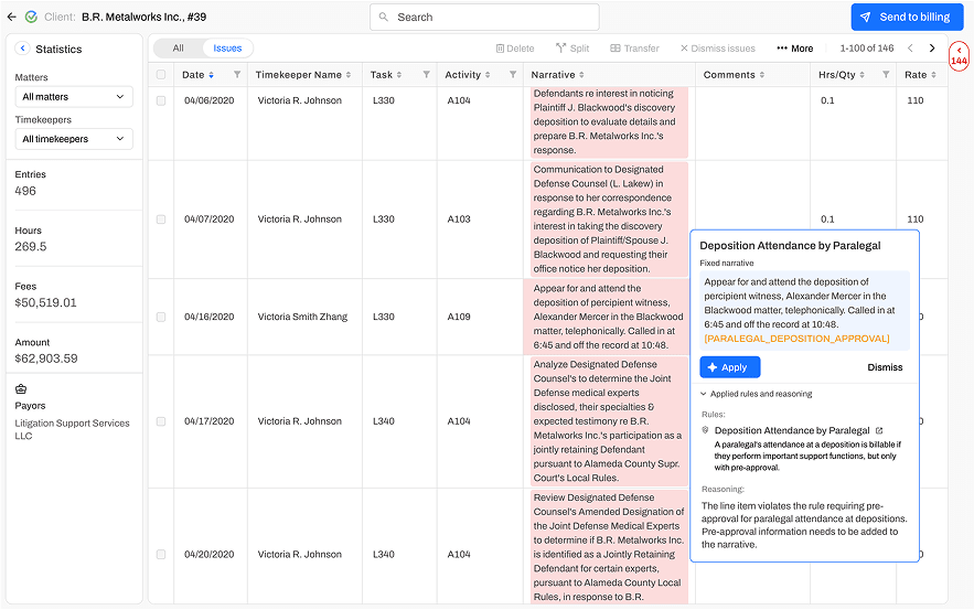 Pre-bill Violations Detection and AI-powered Corrections