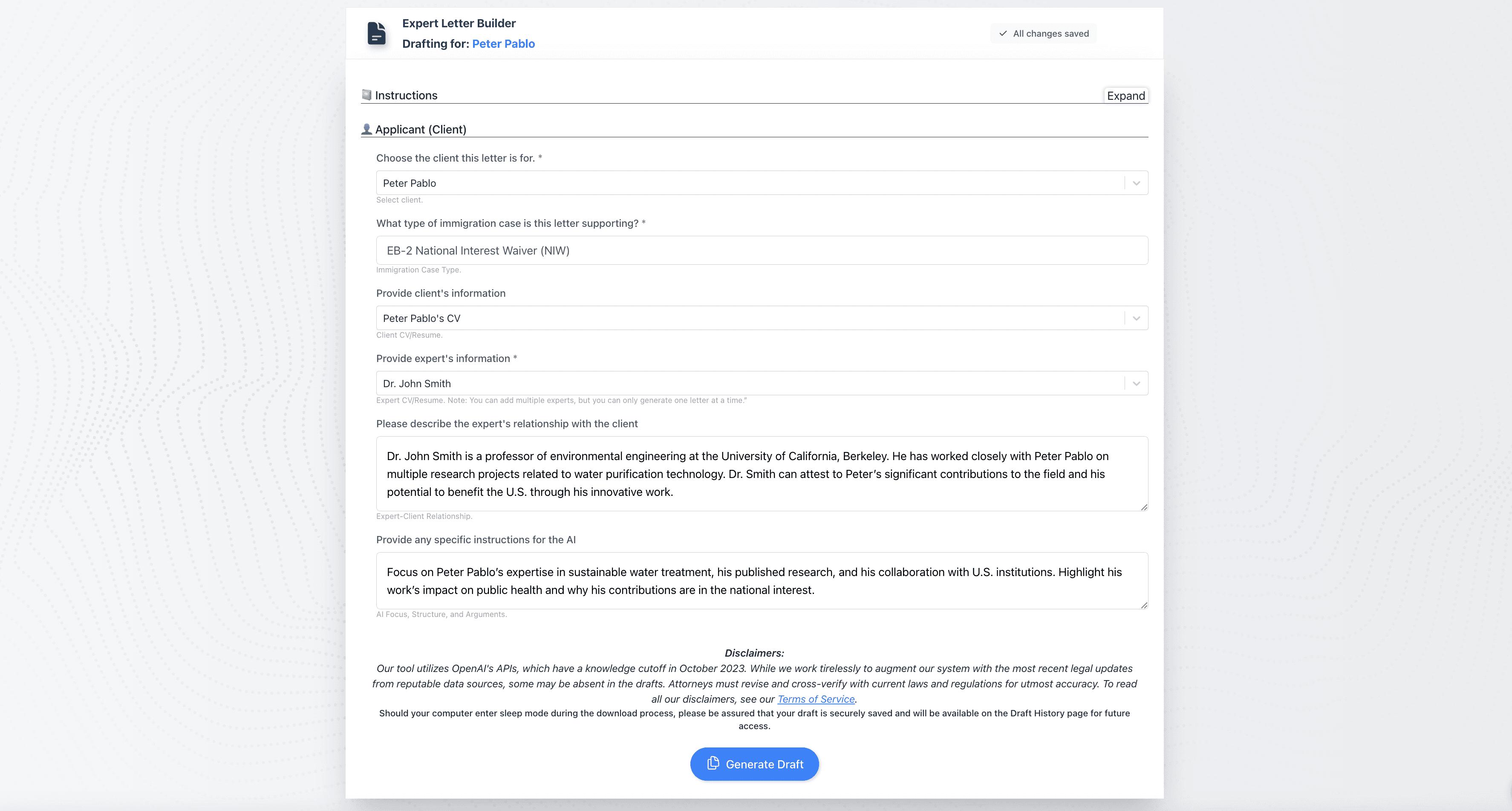 DraftyAI - Expert Letter Builder