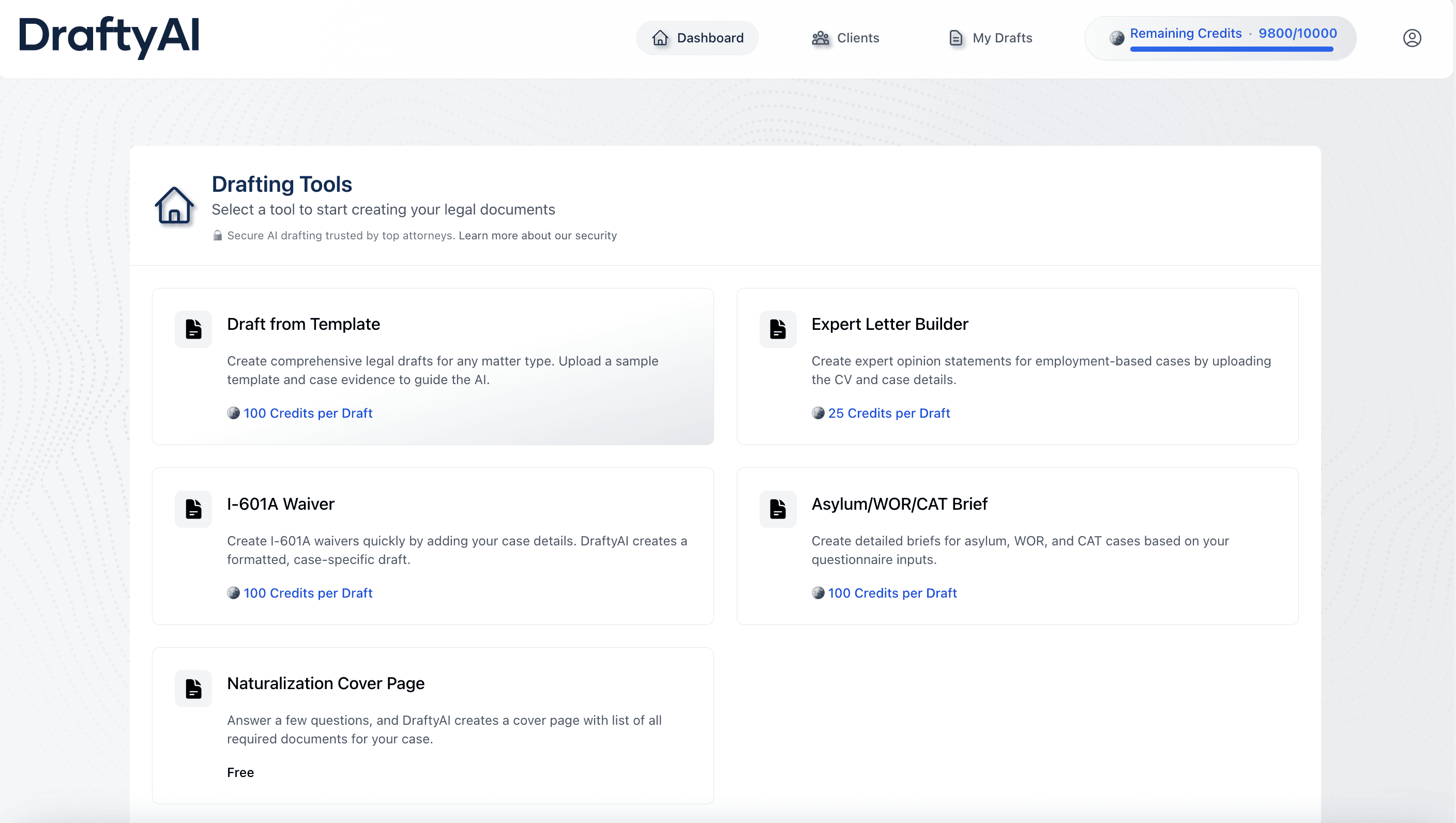DraftyAI - Main Dashboard