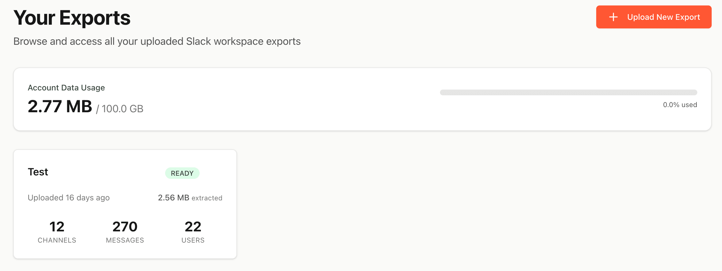 Keeping track of data usage and various archives imported