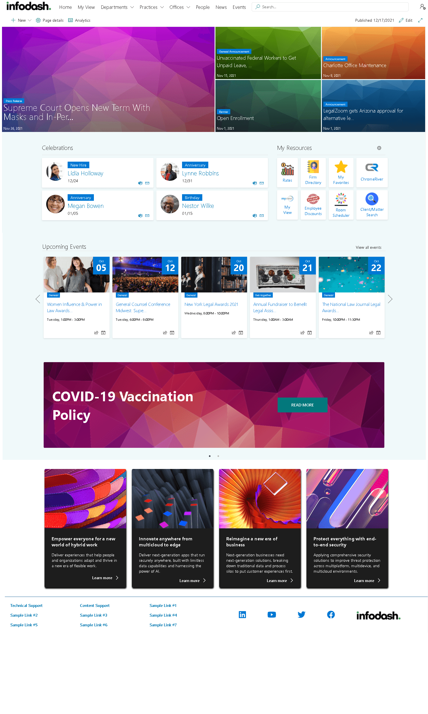Infodash Homepage Example
