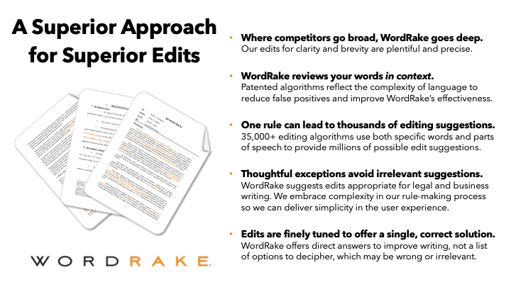 WordRake’s algorithms are thoughtfully built and rigorously reviewed to provide accurate edits for brevity and simplicity.