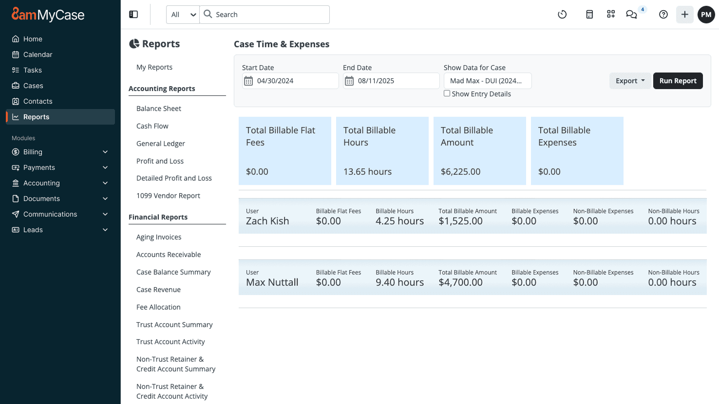 MC-05-CaseTimeExpenseReport