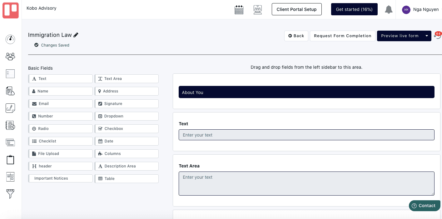 Portalstack form builder for client intakes and onboarding