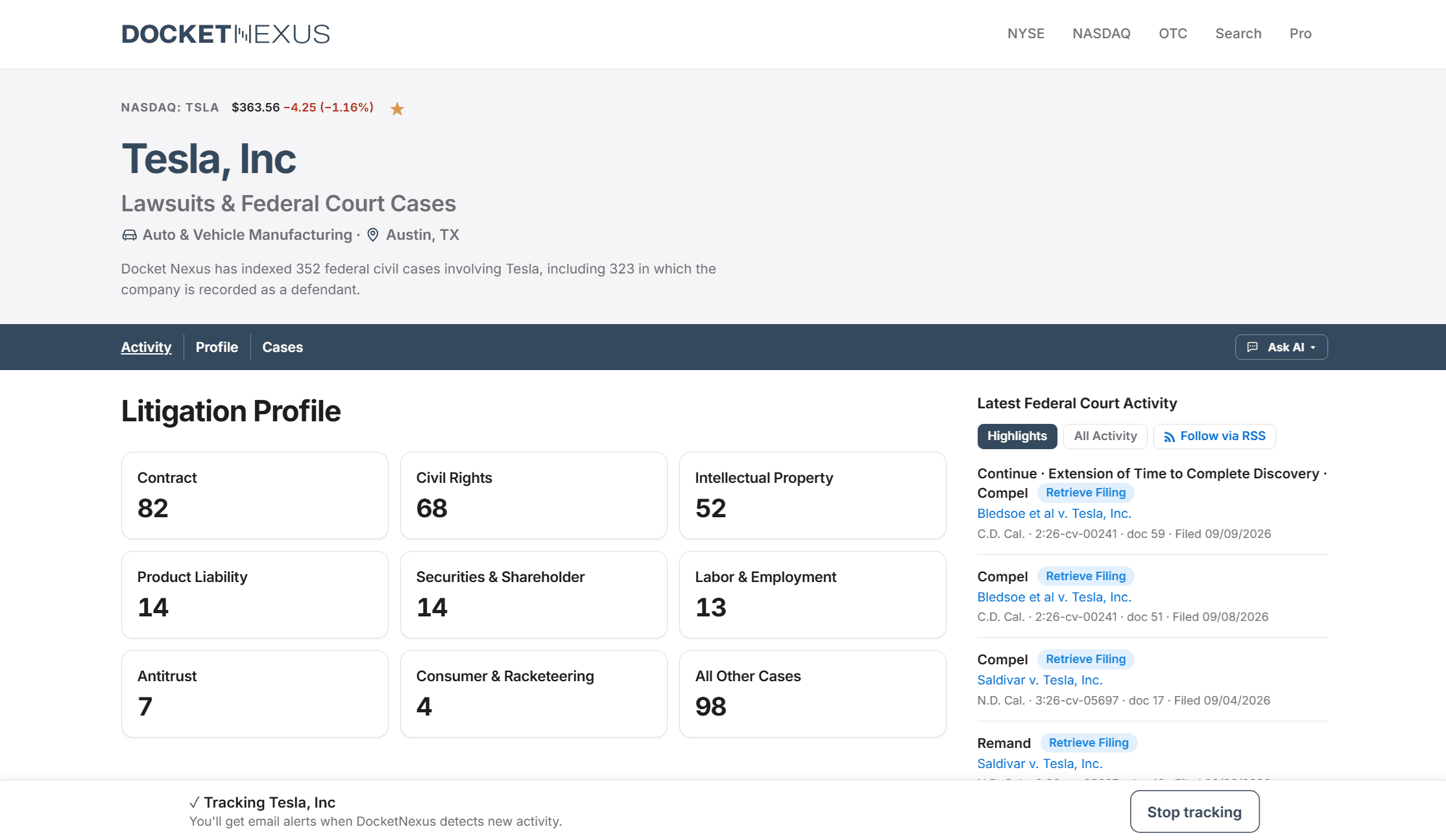 Public Company Litigation Research
