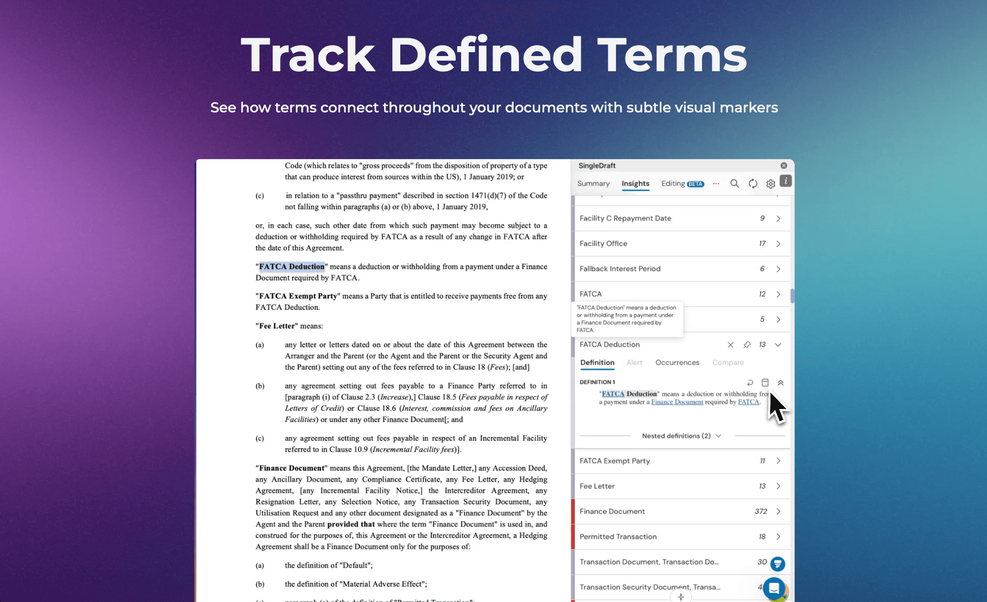 Definition tracking