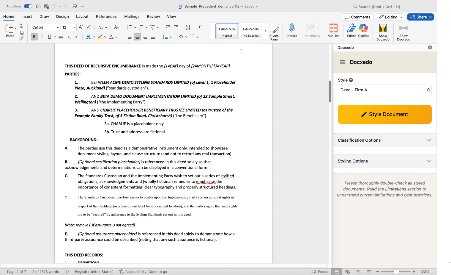 Ugly doc with no styles or formatting, margins, etc