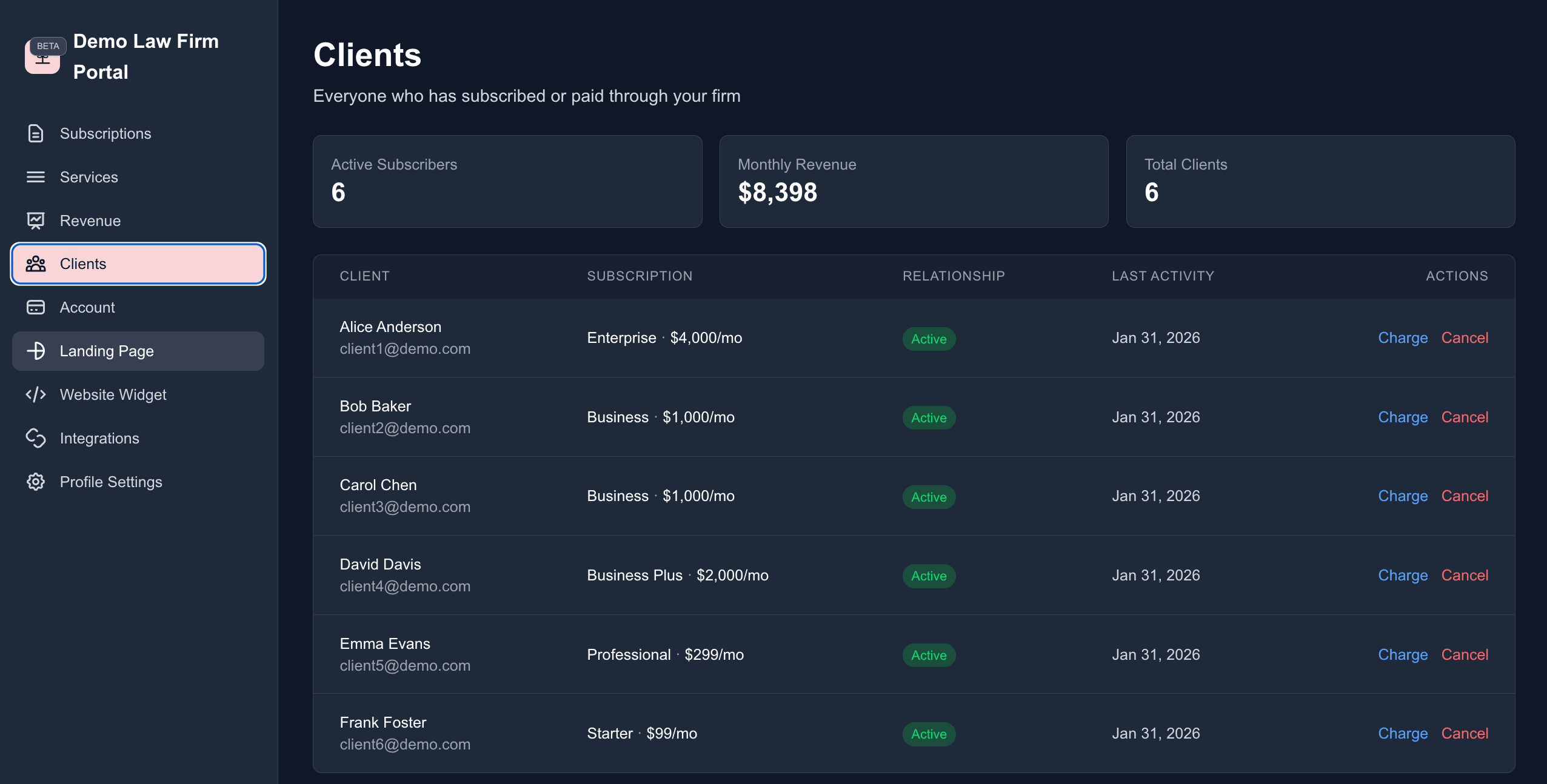 Manage Clients and Send Custom Charges
