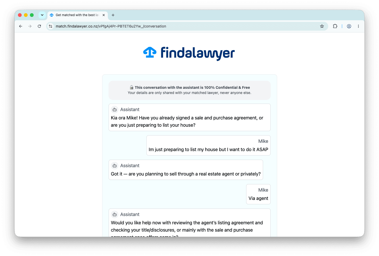 The chat assistant ask all the questions to qualify and categorise the lead