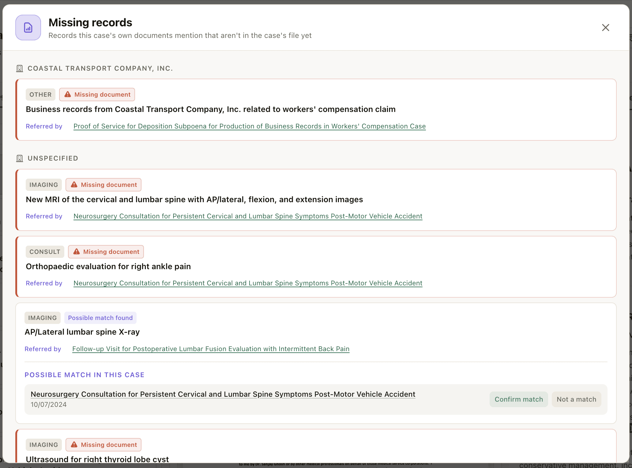 Missing records detection