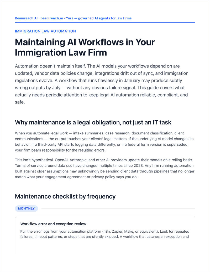 AI Workflow Maintenance Checklist for Law Firms