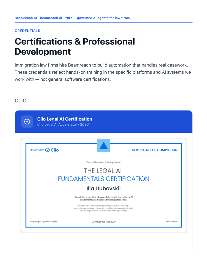 Beamreach Certifications & Credentials