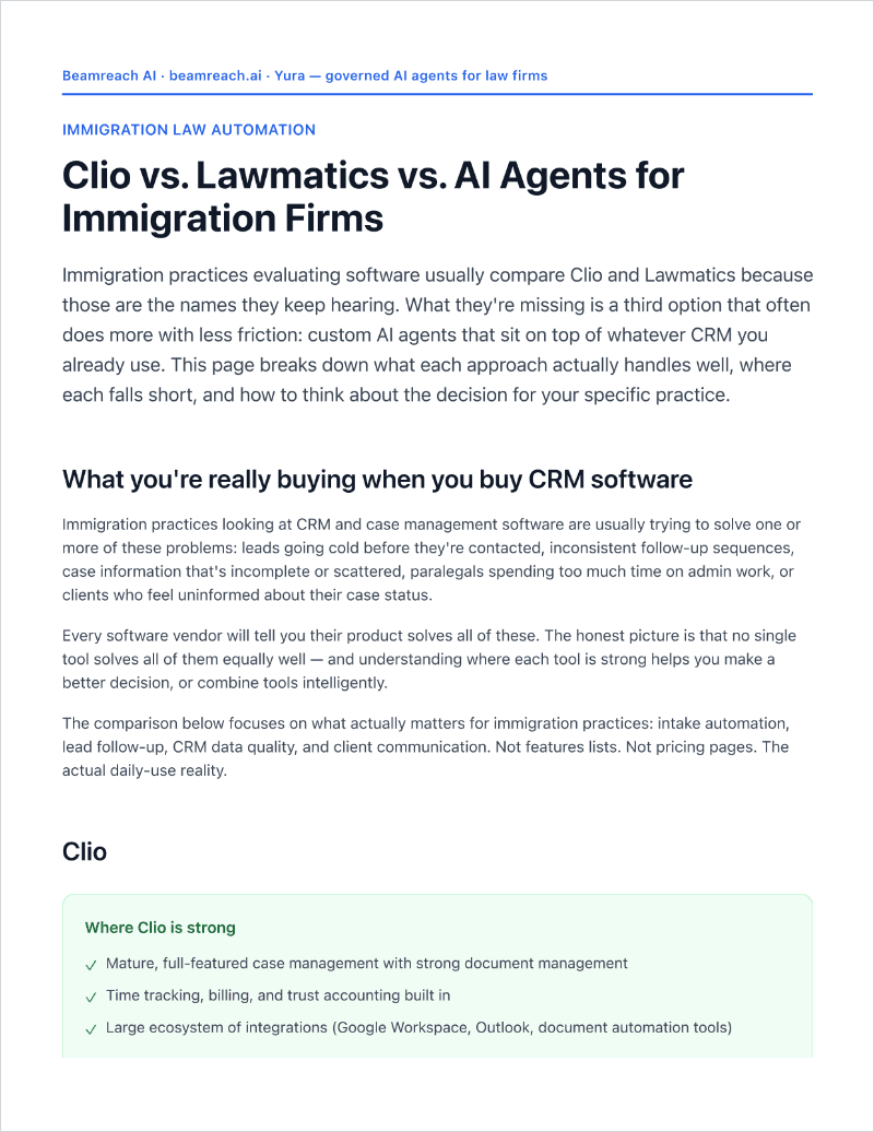 Clio vs. Lawmatics vs. AI Agents for Immigration Firms