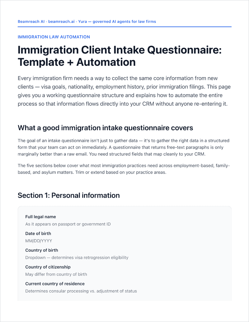 Immigration Client Intake Questionnaire: Template + Automation