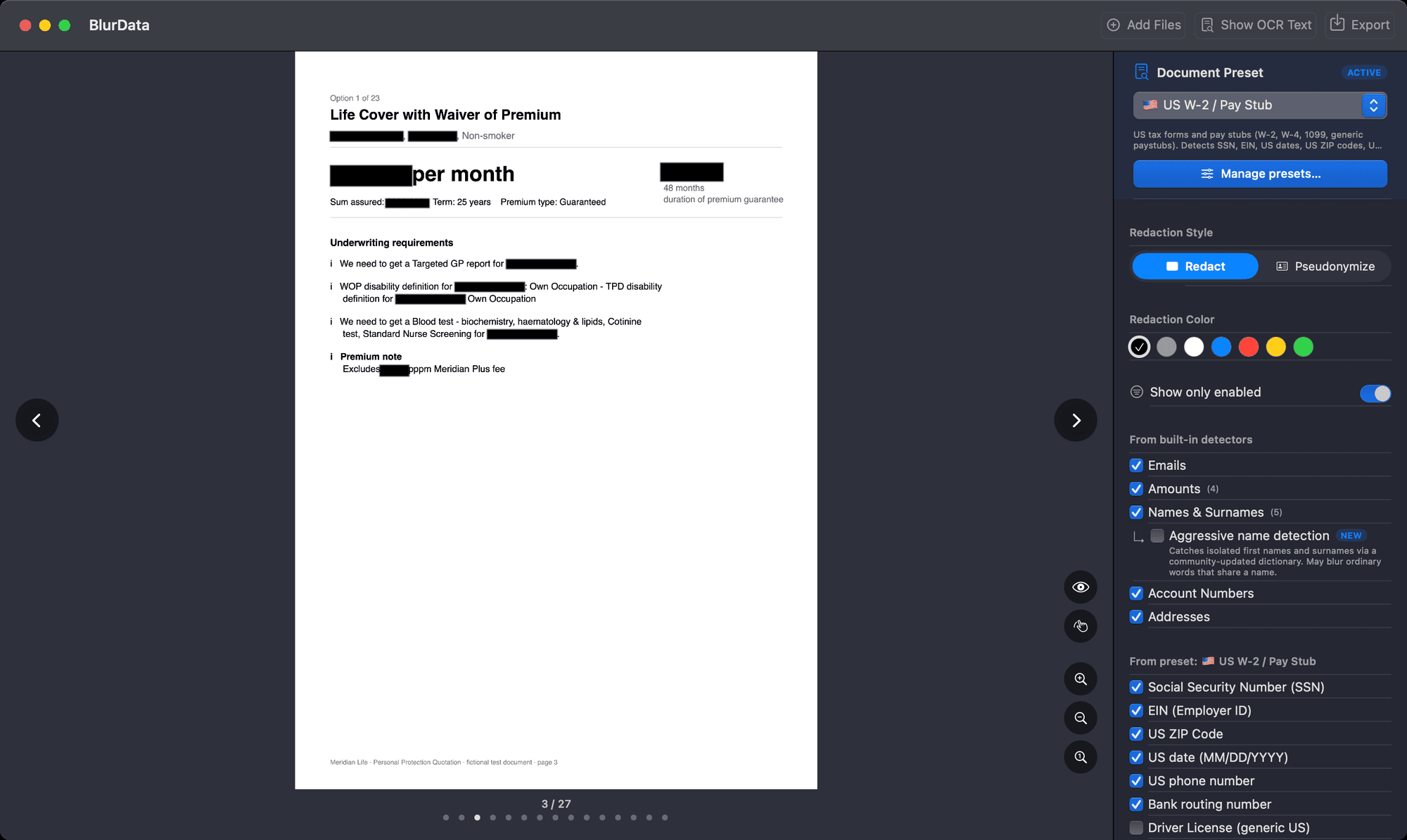 Automatic redaction of a PDF on Mac, fully offline
