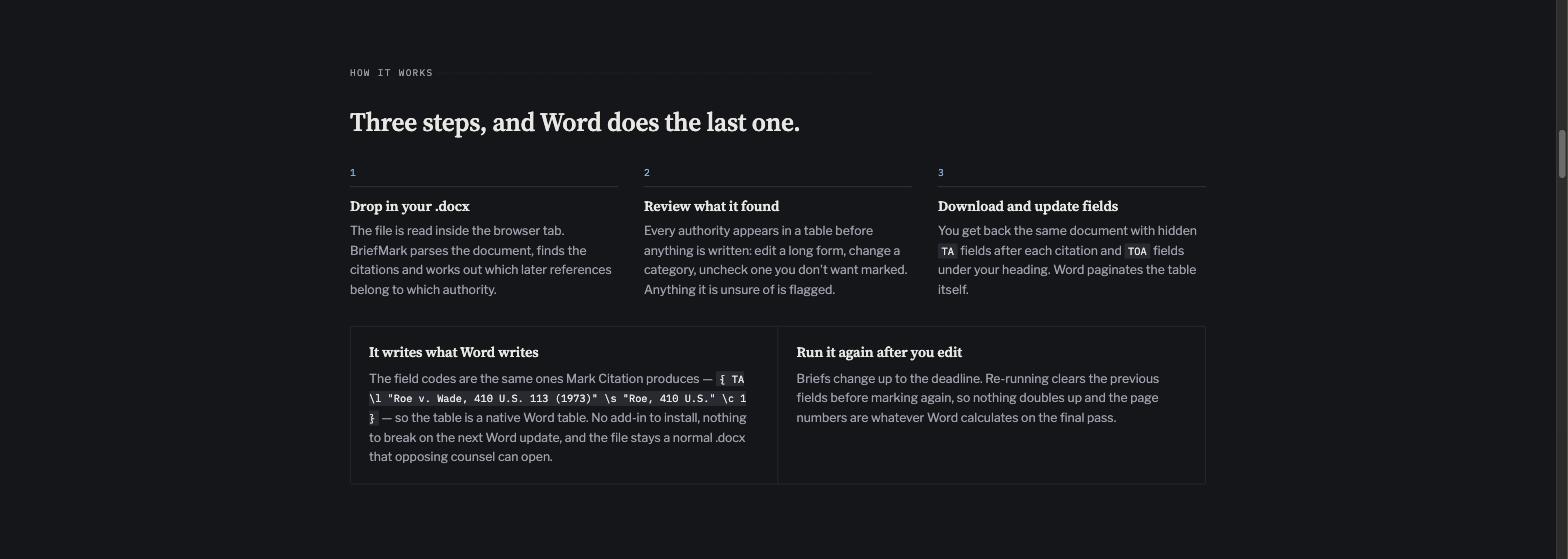 How it works: review every authority, then Word builds the table