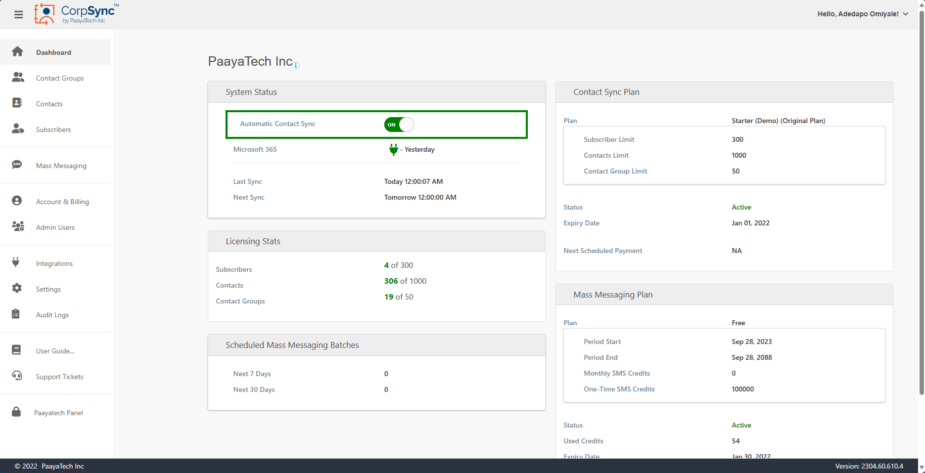 CorpSync Dashboard