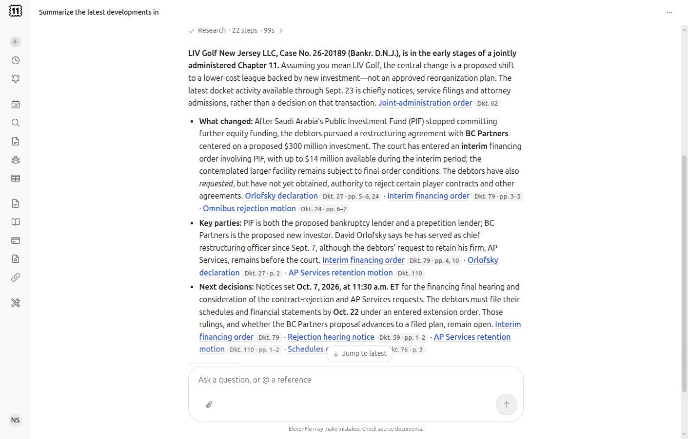 Review a cited chapter 11 research answer in the web app