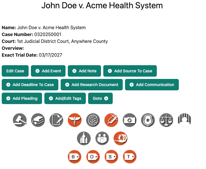 CaseReview Civil Case home page 