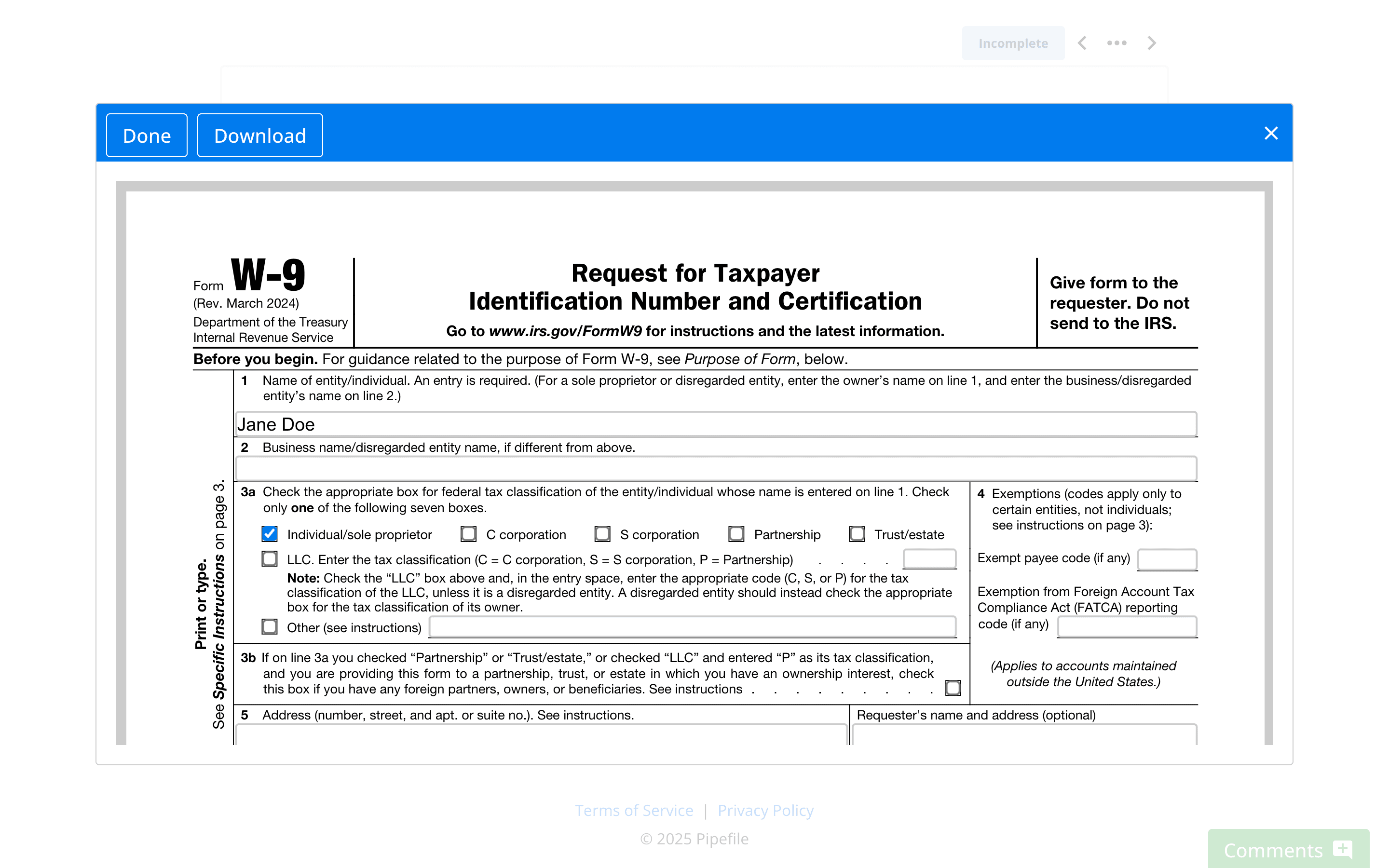 Fillable Form
