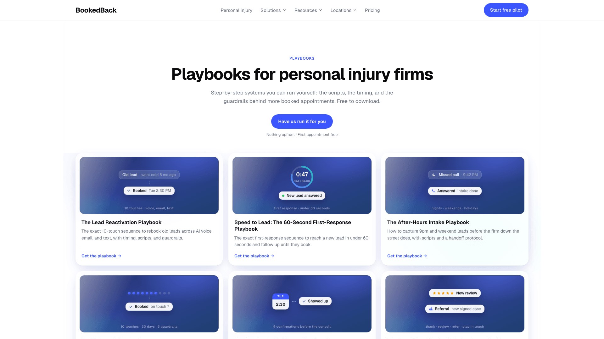 Personal injury playbooks