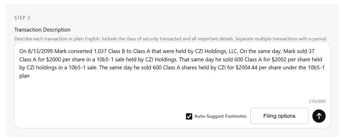 User Input (Plain-English description of transaction)