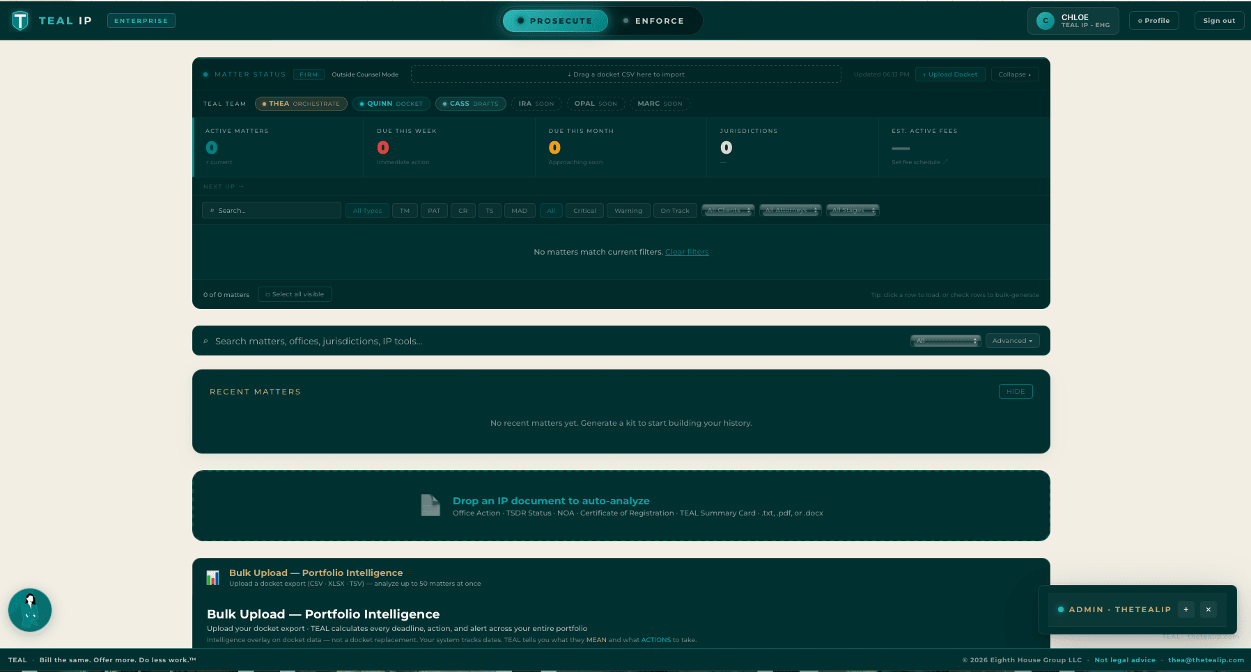 TEAL IP Firm Dashboard
